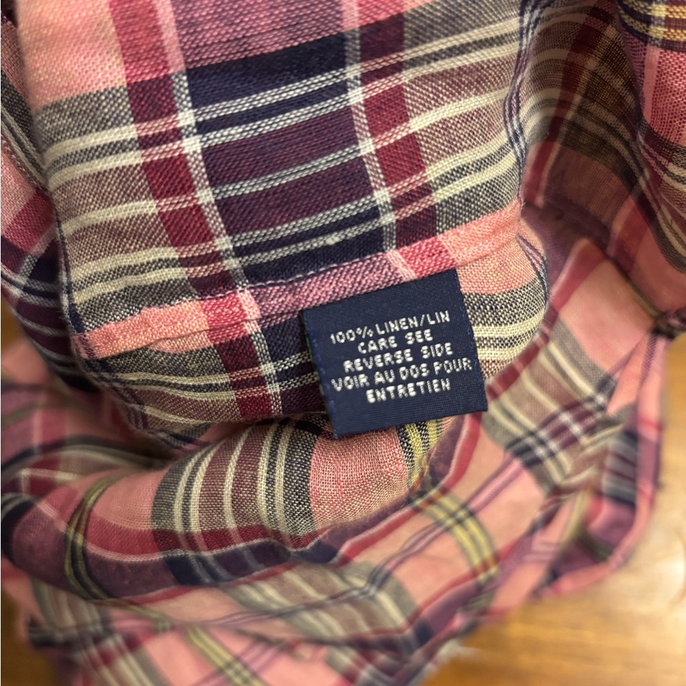 Ralph Lauren Sport women's long-sleeve checkered linen shirt slim fit - size 8 - Picture 7 of 9